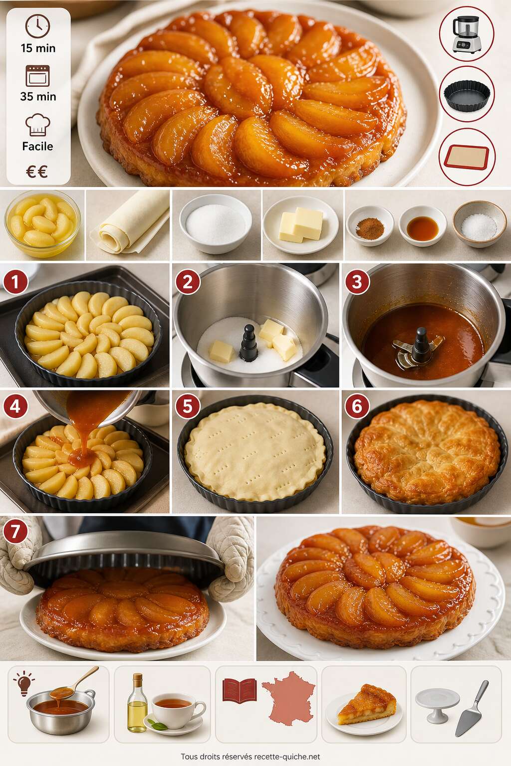 Fiche recette Tarte Tatin aux pommes au Companion : recette facile et rapide Fiche recette Tarte Tatin aux pommes au Companion : recette facile et rapide