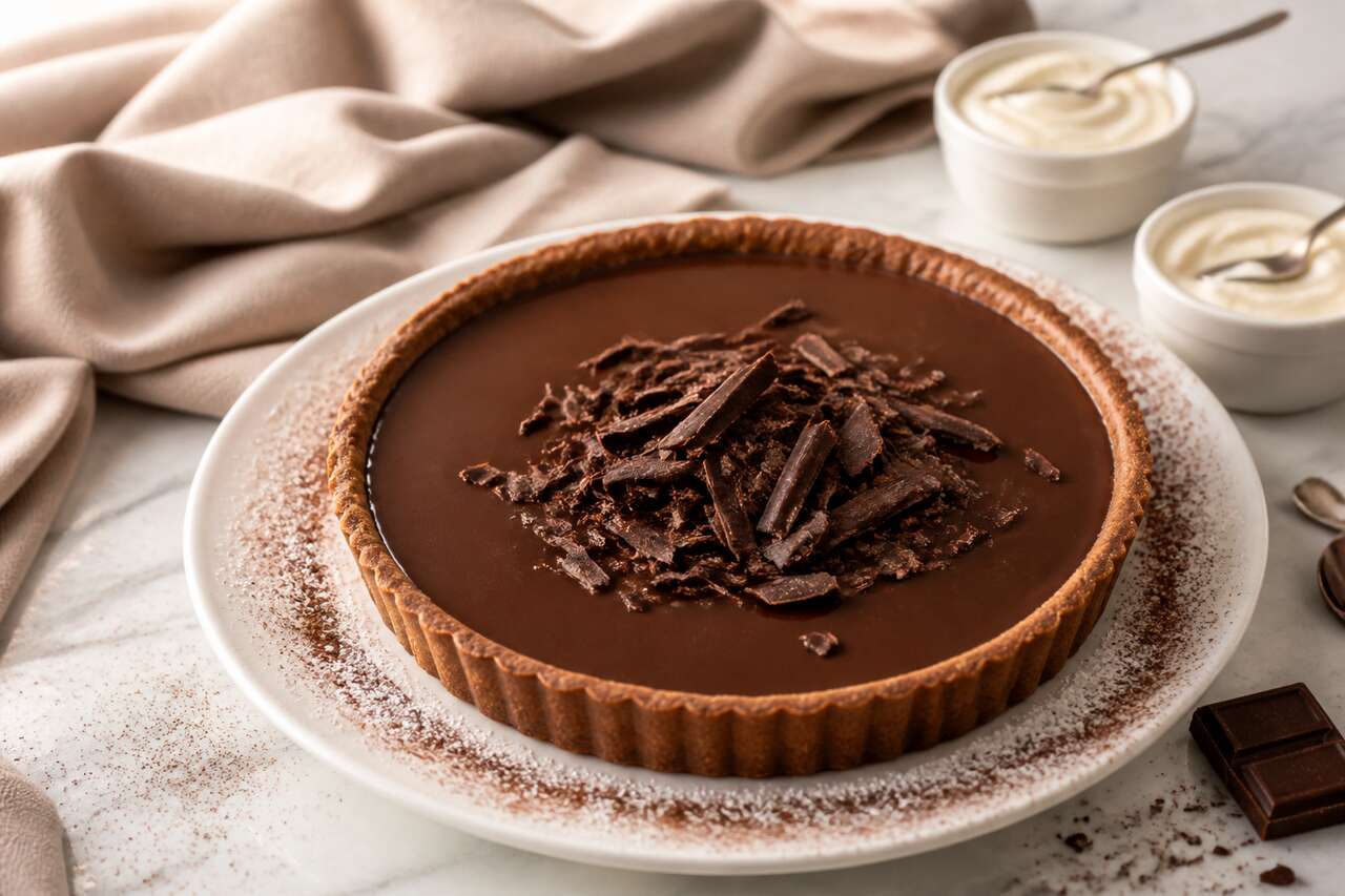 Tarte au chocolat onctueuse à la crème fraîche