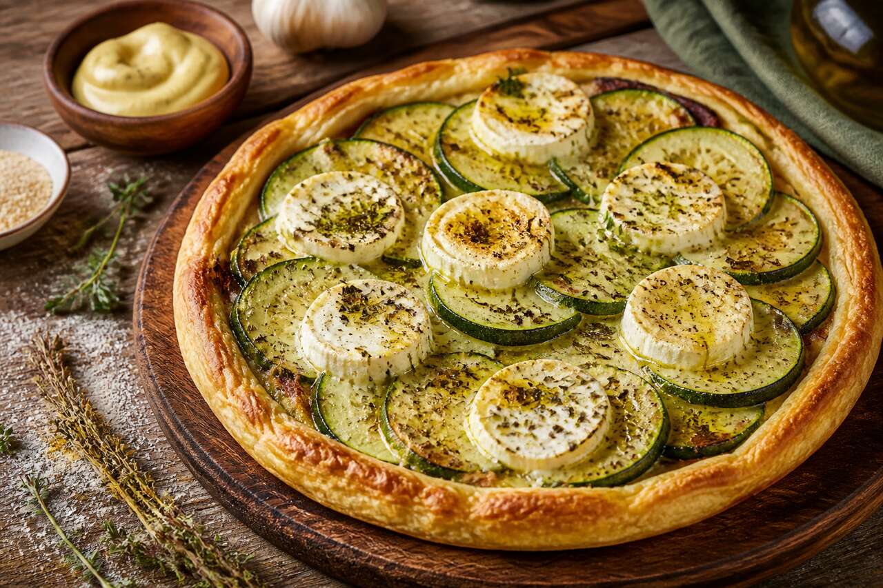 Recette gourmande : tarte chèvre et courgettes