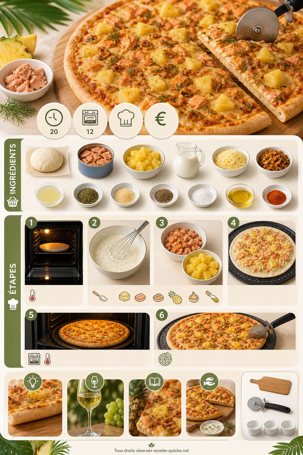 Fiche recette Pizza au saumon et à l'ananas : recette exotique et savoureuse Fiche recette Pizza au saumon et à l'ananas : recette exotique et savoureuse