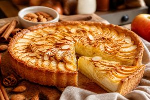 Tarte aux pommes, amandes et crème à la cannelle : recette gourmande