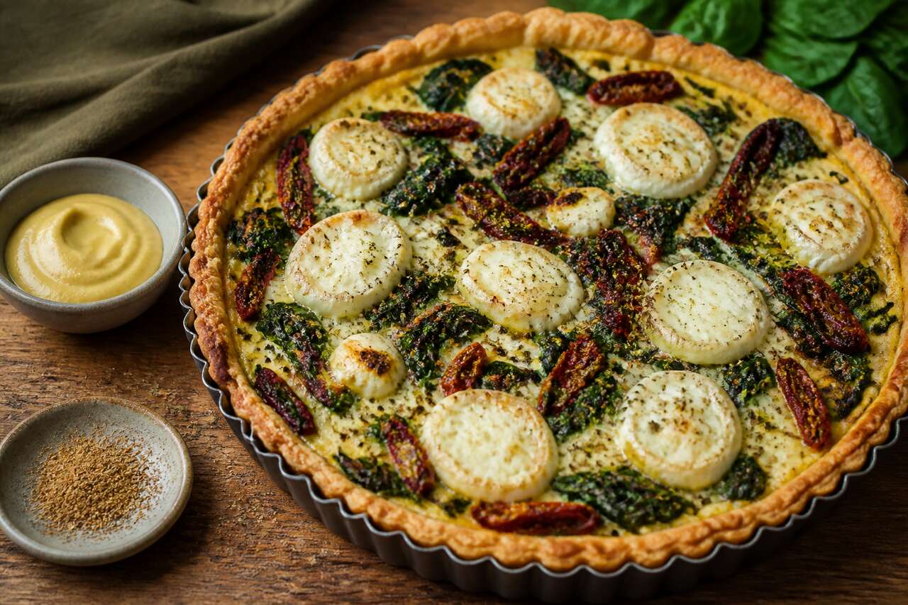 Tarte aux épinards, tomates et chèvre : recette facile et savoureuse