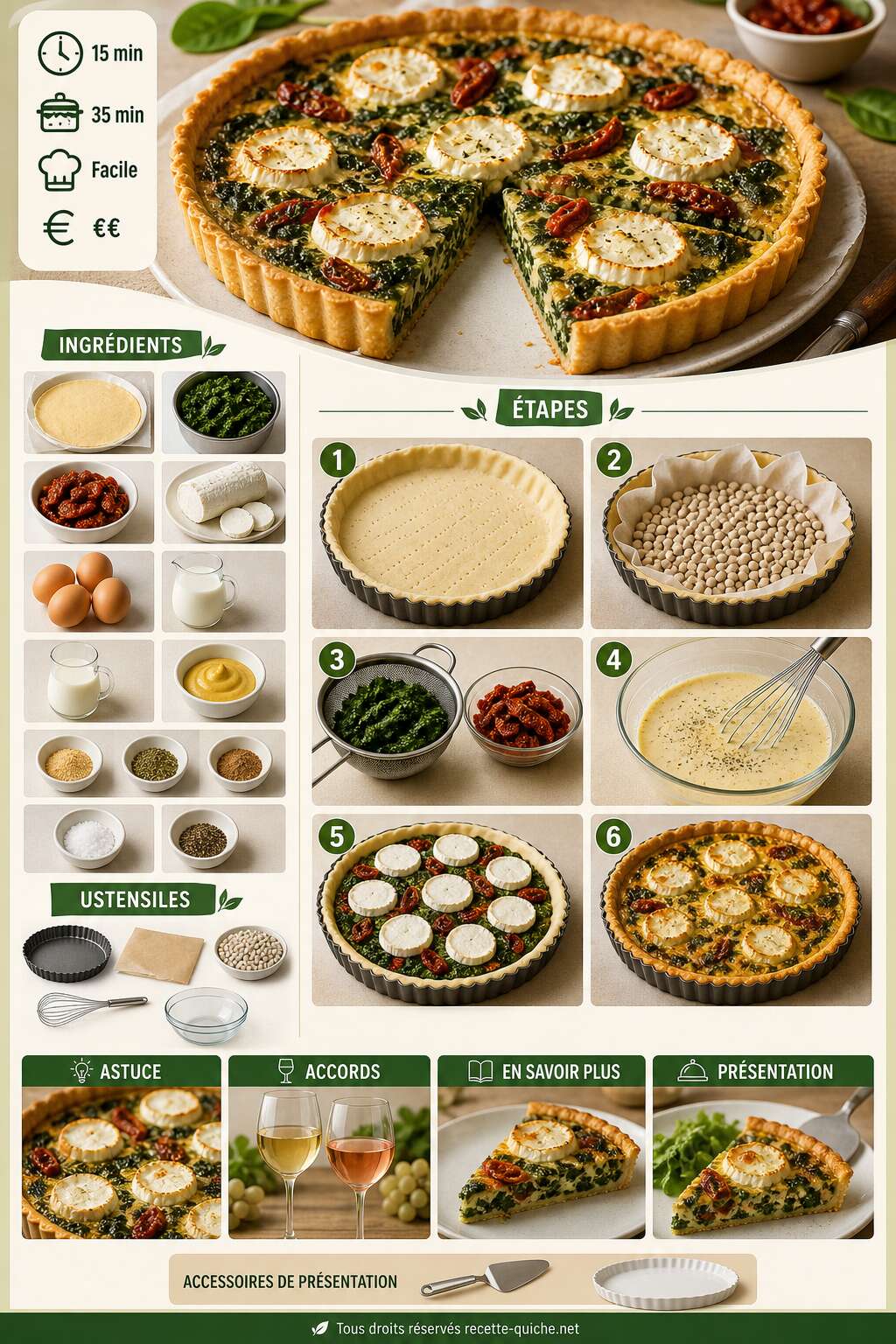 Fiche recette Tarte aux &eacute;pinards, tomates et ch&egrave;vre : recette facile et savoureuse
