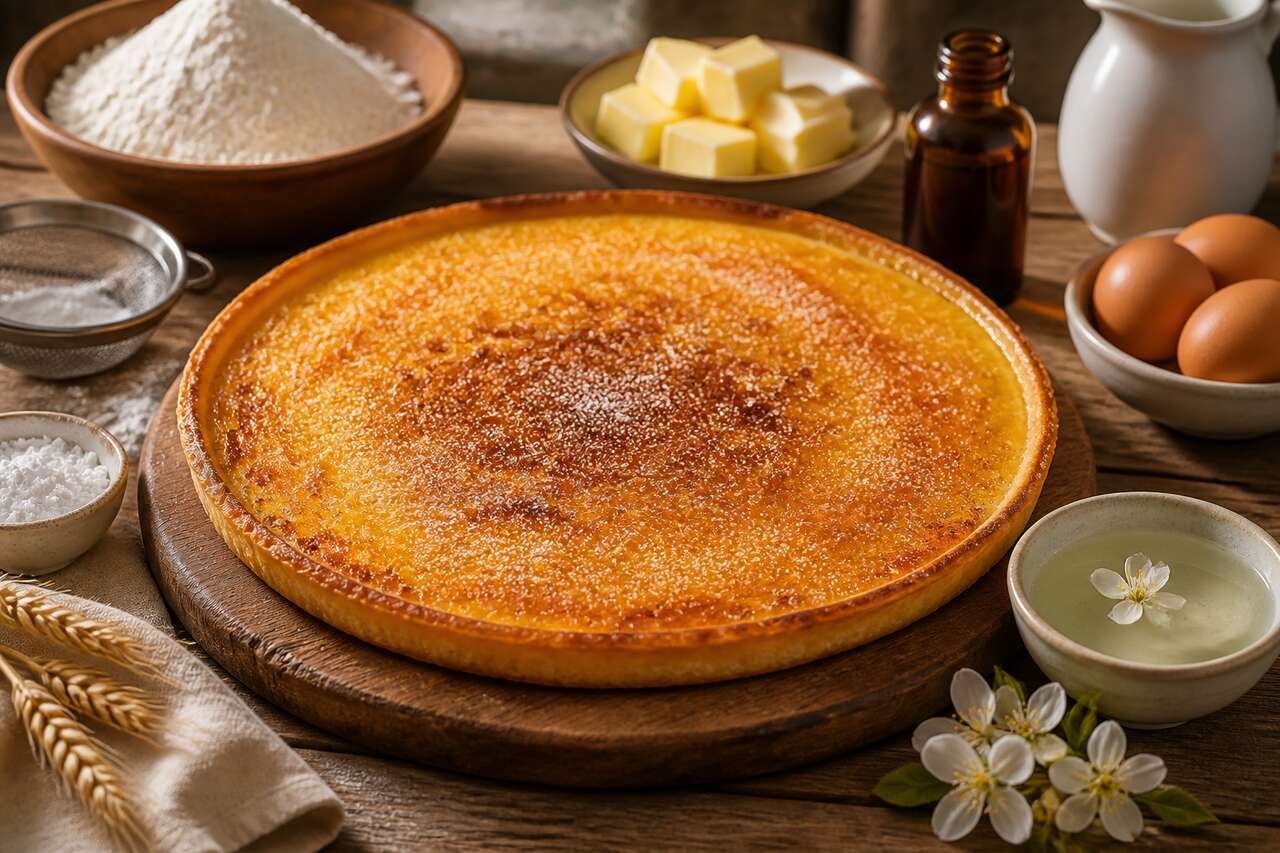 Millassine : une tarte au flan parfumée à la fleur d'oranger