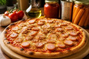 Pizza rapide aux saucisses de Strasbourg : recette facile
