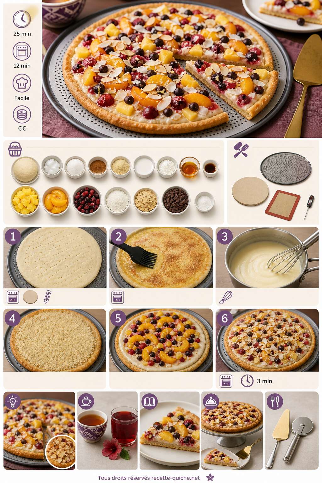 Fiche recette Recette de pizza aux fruits : une touche sucrée originale pour vos desserts Fiche recette Recette de pizza aux fruits : une touche sucrée originale pour vos desserts