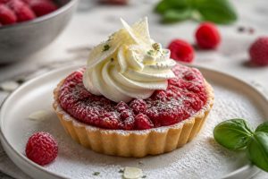 Tartelette framboise, crème mascarpone au basilic : recette gourmande