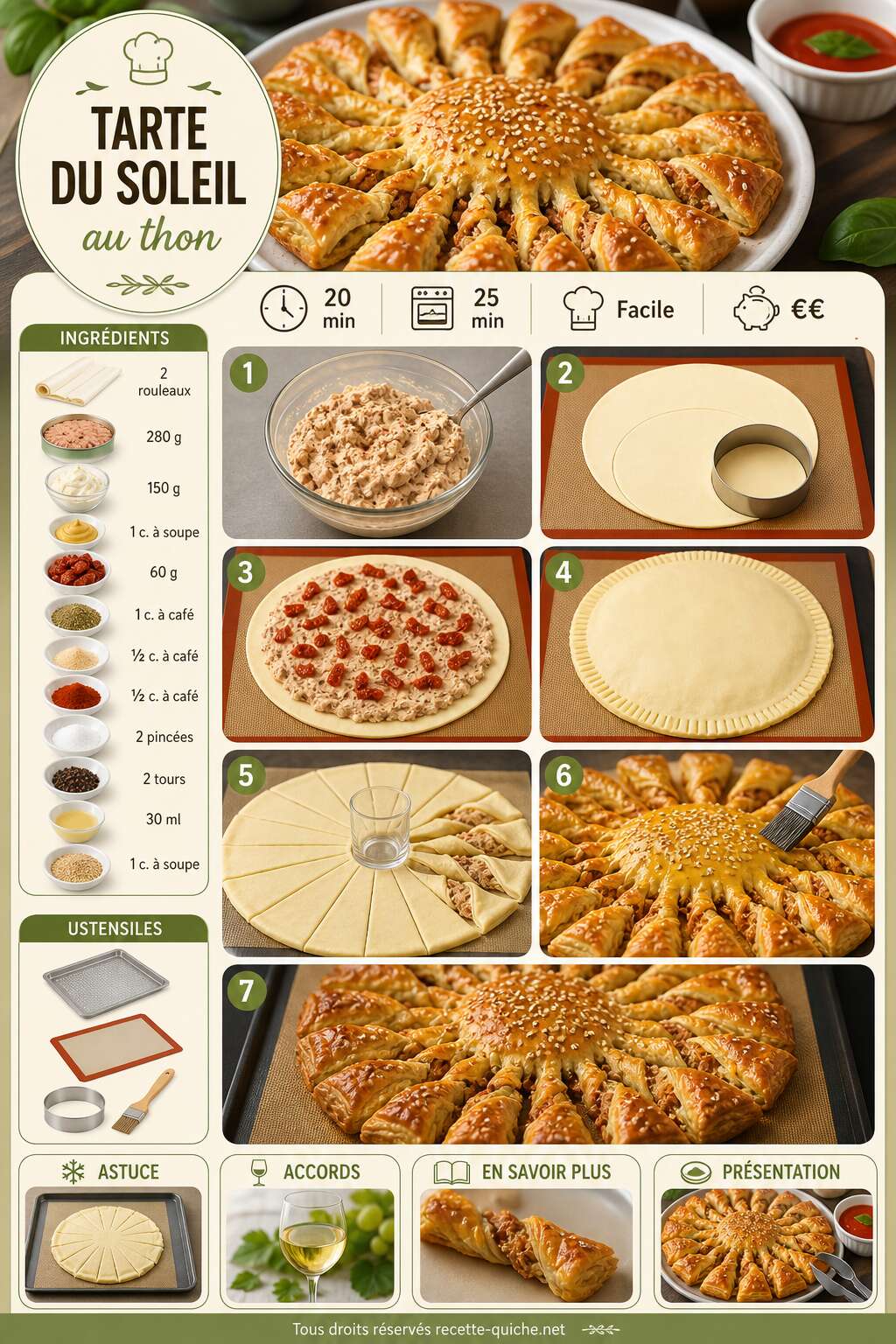 Fiche recette Tarte du soleil au thon par Philippe Conticini : recette savoureuse Fiche recette Tarte du soleil au thon par Philippe Conticini : recette savoureuse