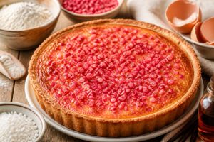 Tarte bressane à la crème : recette aux pralines roses