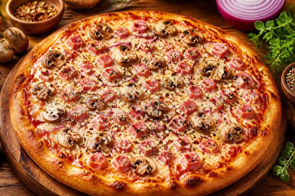 Recette De Pizza Jambon, champignons Et Oignon Rouge