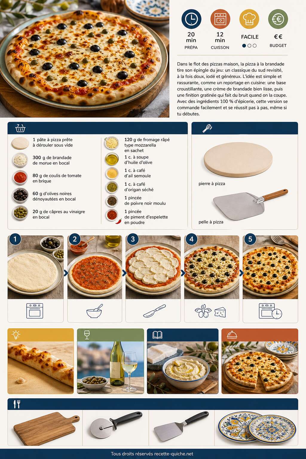 Fiche recette Pizza &agrave; la brandade : une recette savoureuse &agrave; d&eacute;couvrir