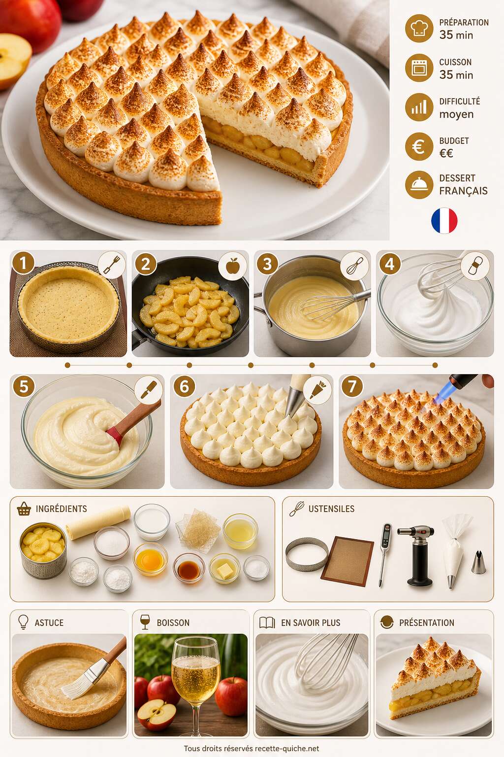 Fiche recette Recette de Tarte Normande à la Crème Chiboust : un dessert gourmand Fiche recette Recette de Tarte Normande à la Crème Chiboust : un dessert gourmand