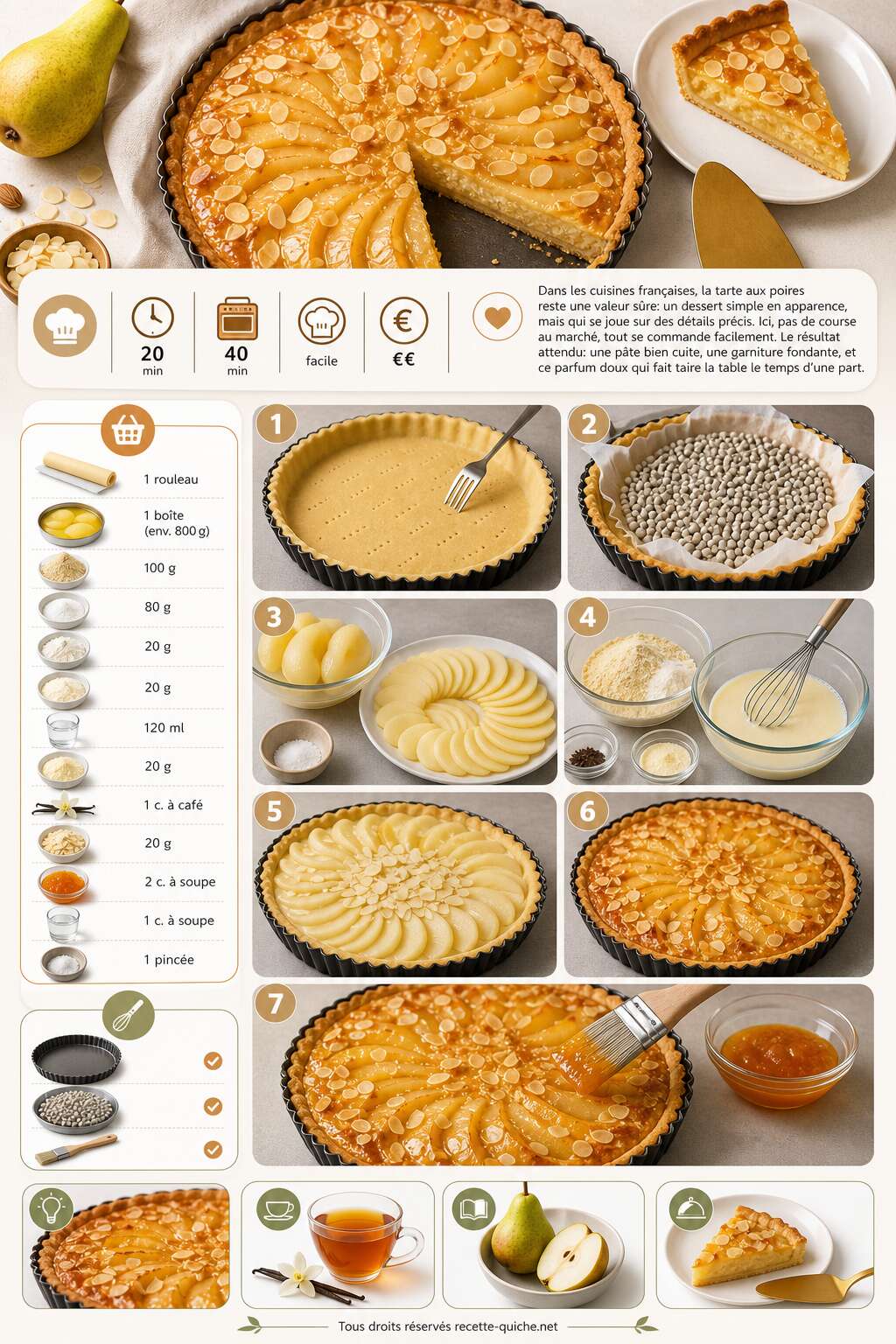 Fiche recette Tarte aux poires Désir : recette gourmande Fiche recette Tarte aux poires Désir : recette gourmande