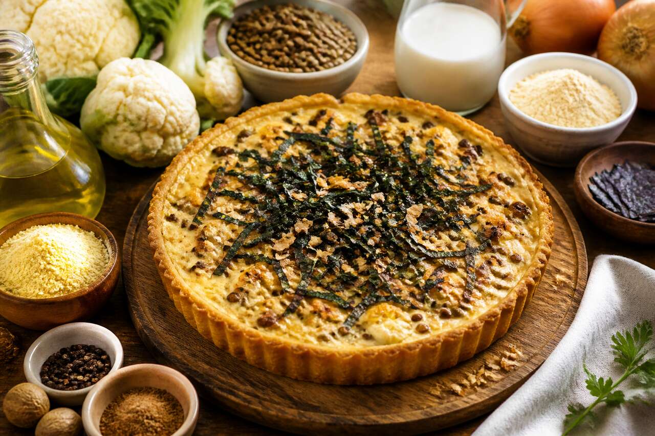 Tarte de chou-fleur aux lentilles et algues marines