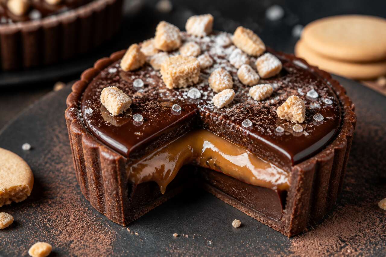Tartelette au chocolat et caramel beurre salé : recette gourmande