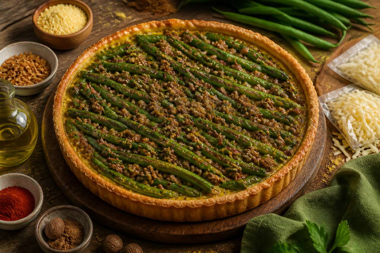 Recette de tarte aux haricots verts et steak haché