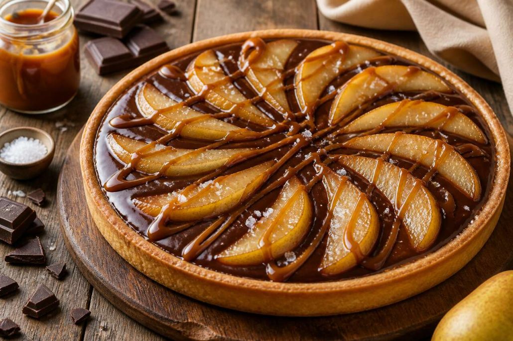 Tarte poire chocolat caramel beurre salé : un délice gourmand !