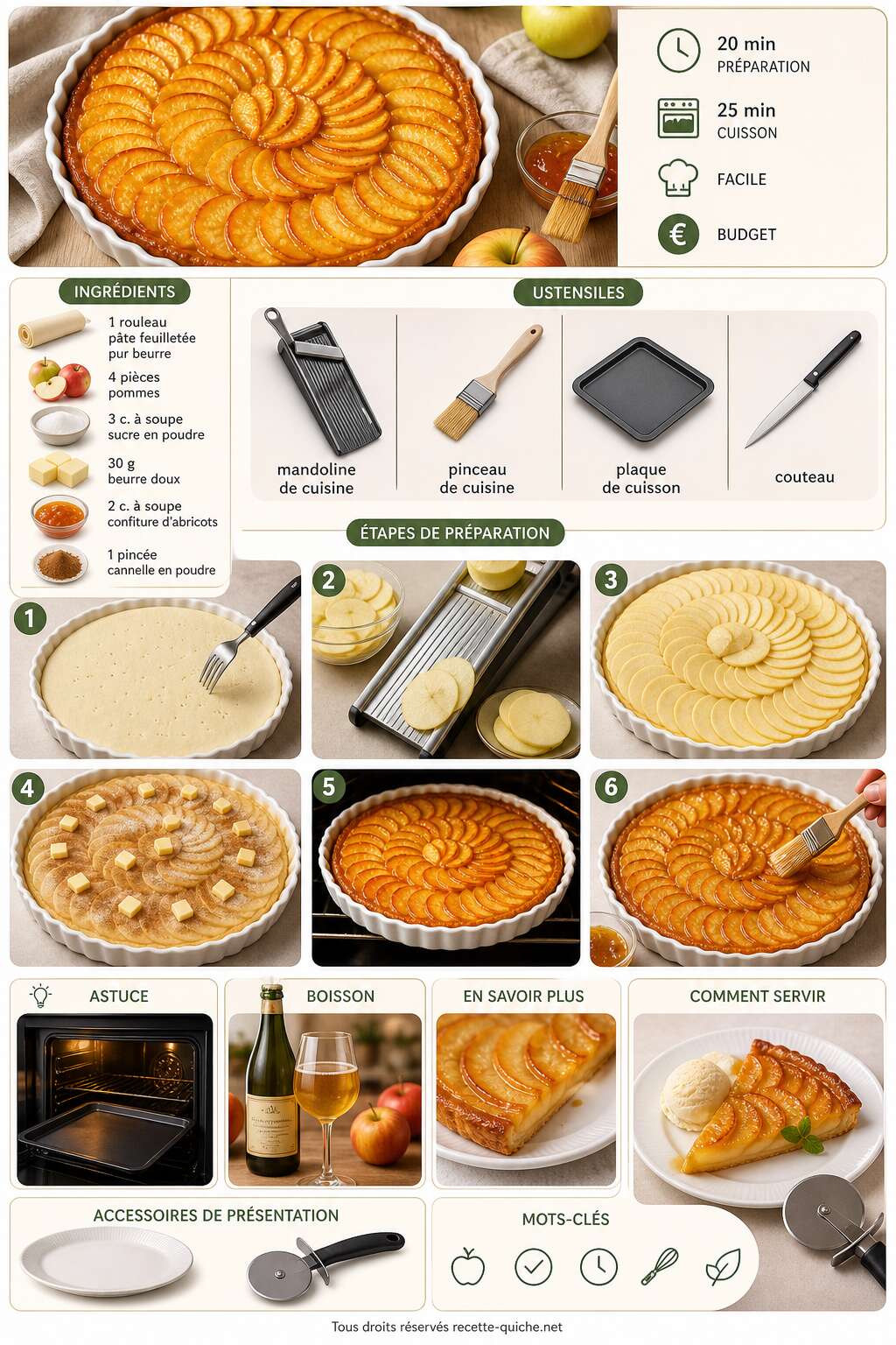 Fiche recette Tarte fine aux pommes facile : recette rapide et savoureuse Fiche recette Tarte fine aux pommes facile : recette rapide et savoureuse