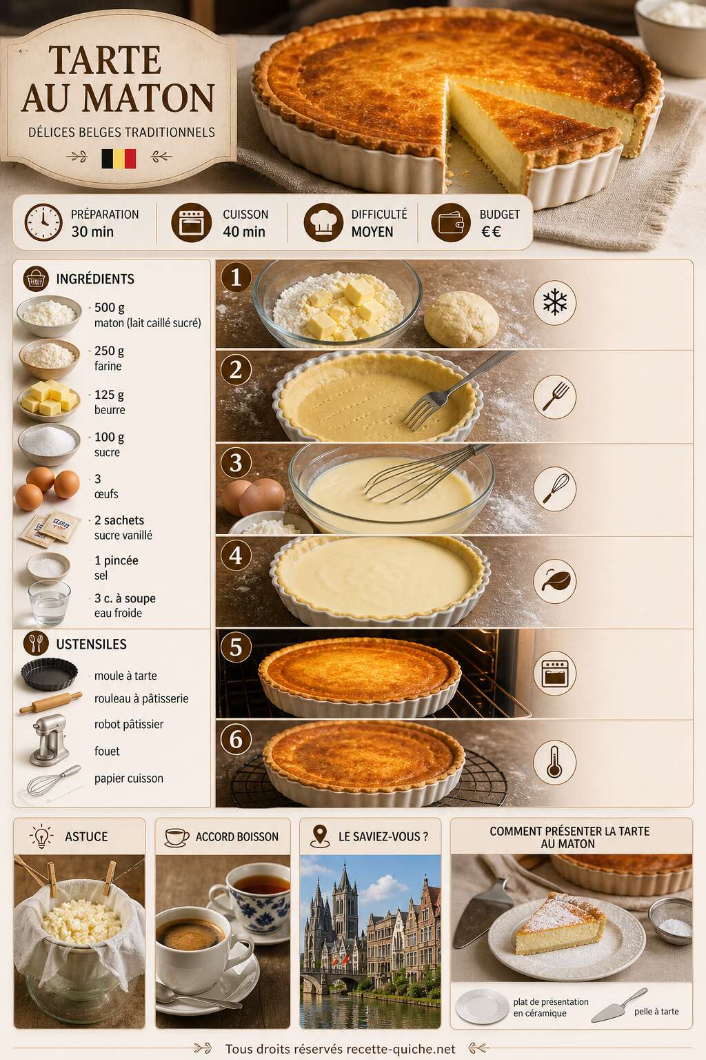 Fiche recette Recette De La Tarte Au Maton : délices Belges Traditionnels Fiche recette Recette De La Tarte Au Maton : délices Belges Traditionnels