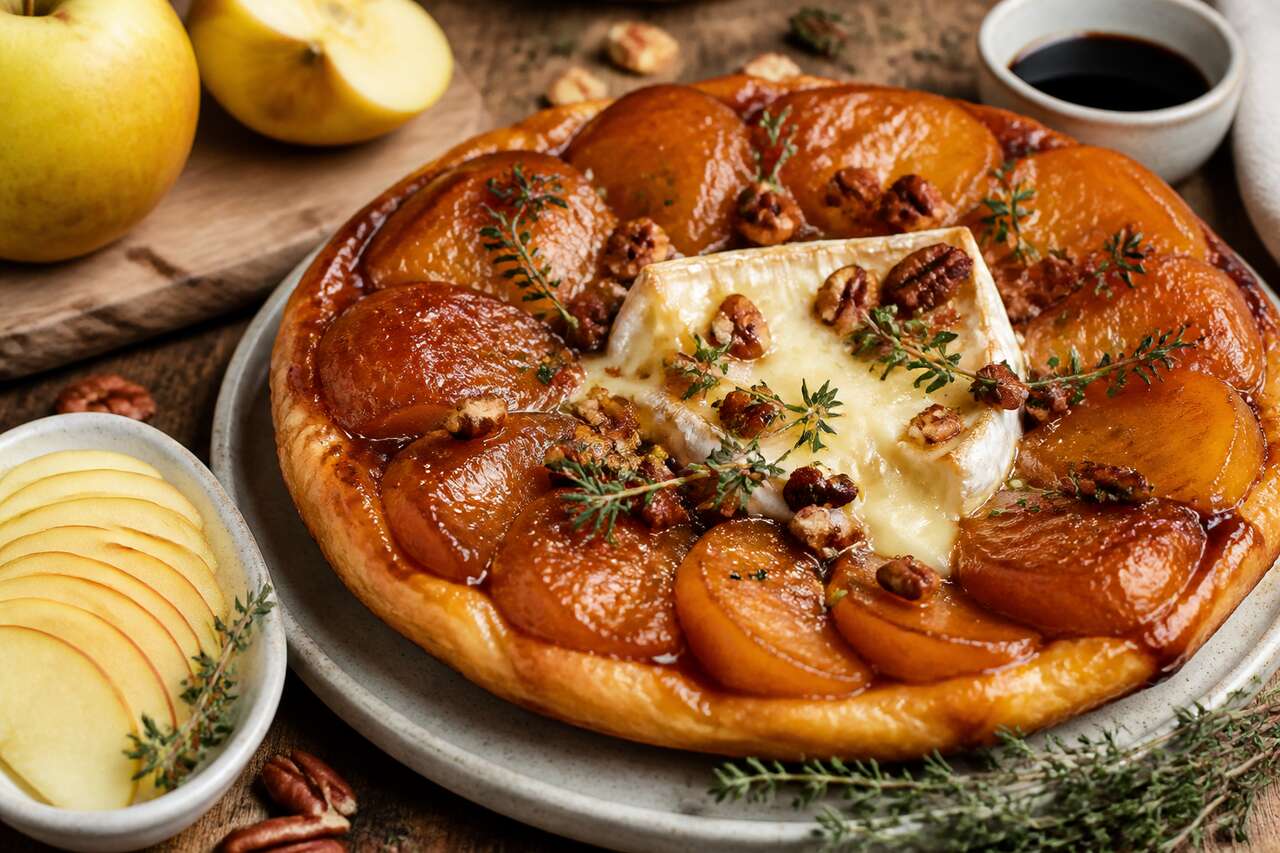 Tarte tatin de pommes et camembert : recette savoureuse