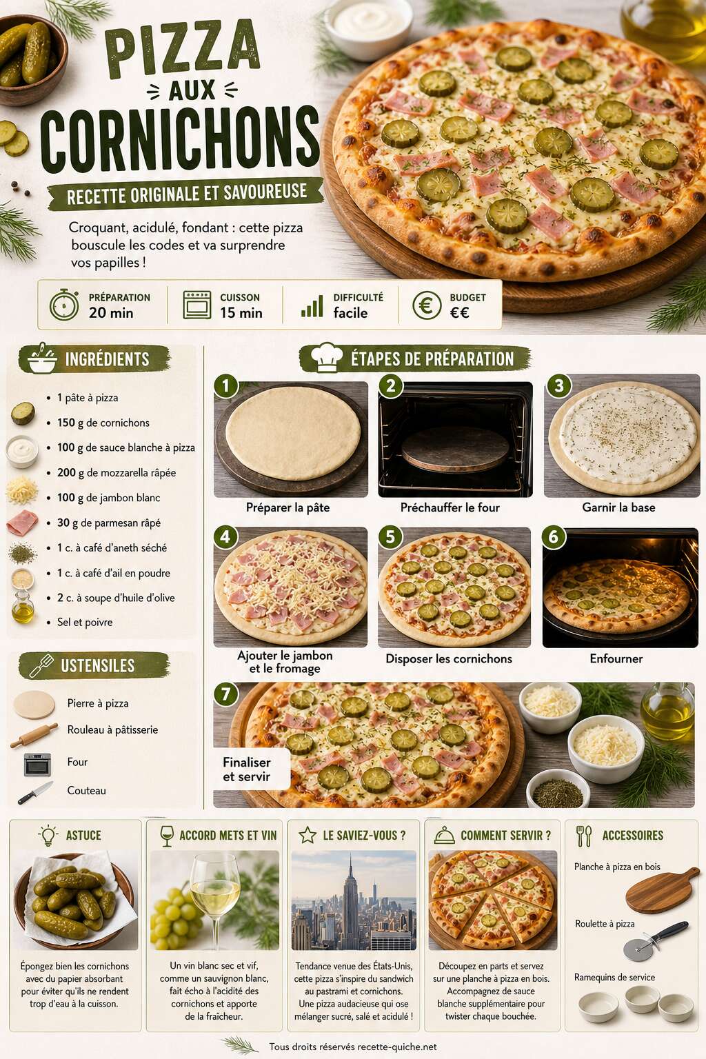 Fiche recette Pizza aux cornichons : recette originale et savoureuse Fiche recette Pizza aux cornichons : recette originale et savoureuse