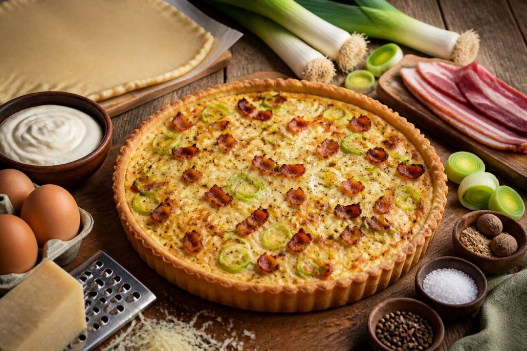 Tarte poireaux lardons : recette facile à congeler