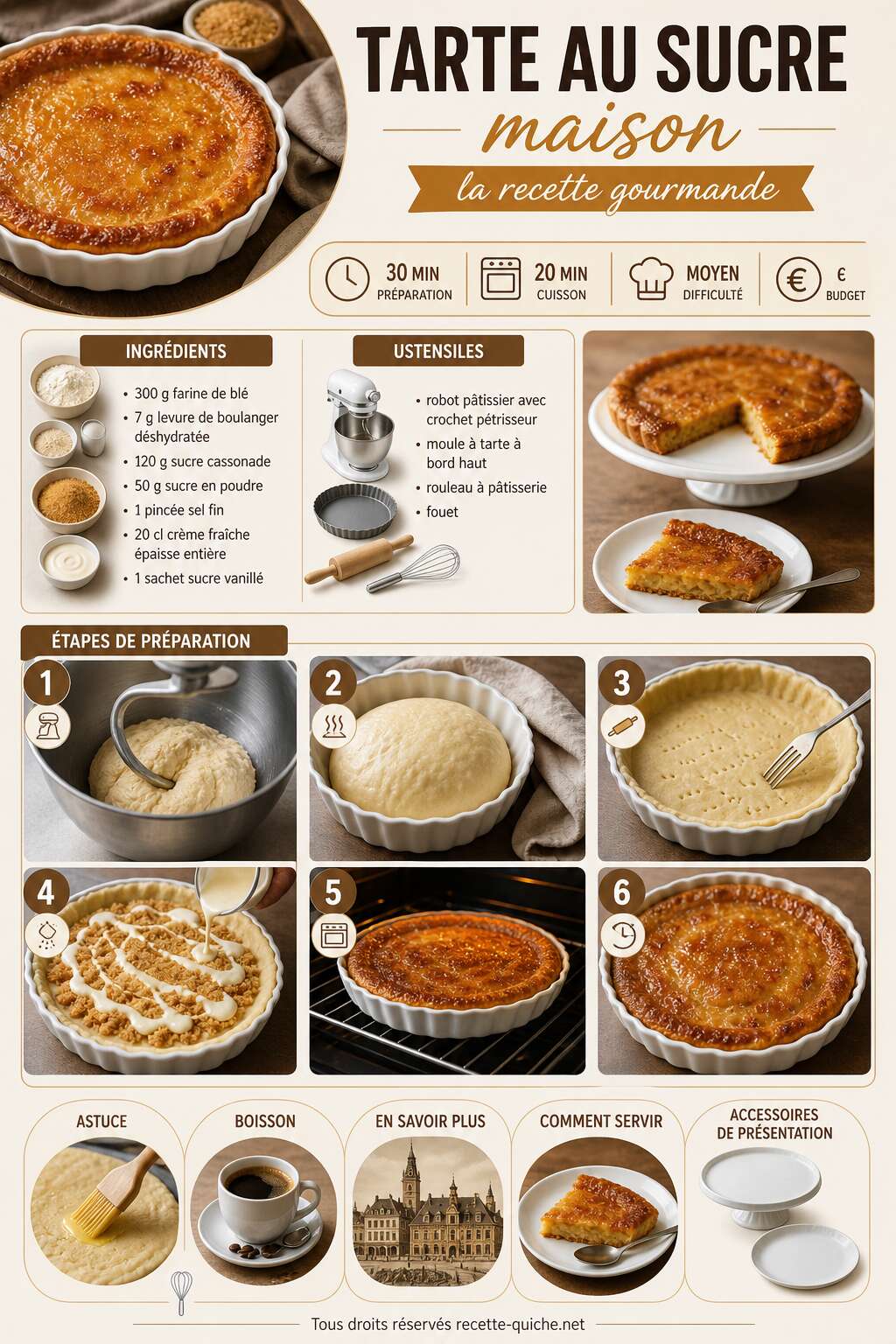 Fiche recette Tarte au sucre maison : la recette gourmande Fiche recette Tarte au sucre maison : la recette gourmande