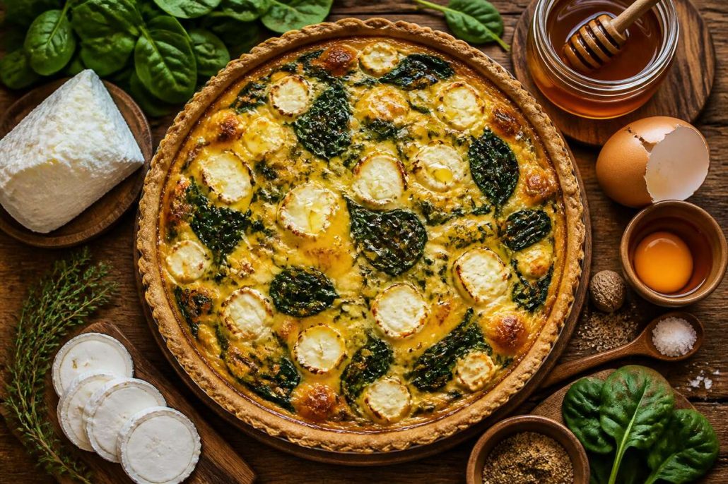 Quiche épinards, ricotta, chèvre et miel : recette gourmande