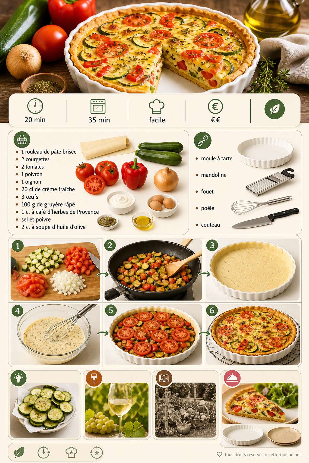 Fiche recette Tarte aux légumes facile et rapide : recette savoureuse et simple Fiche recette Tarte aux légumes facile et rapide : recette savoureuse et simple