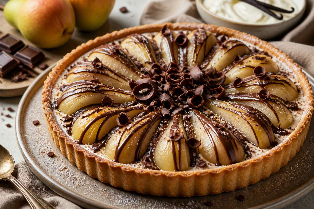 Tarte Poire Chocolat À La Crème Fraîche Liquide