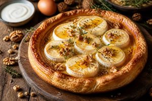 Tarte au chèvre chaud et miel : recette savoureuse