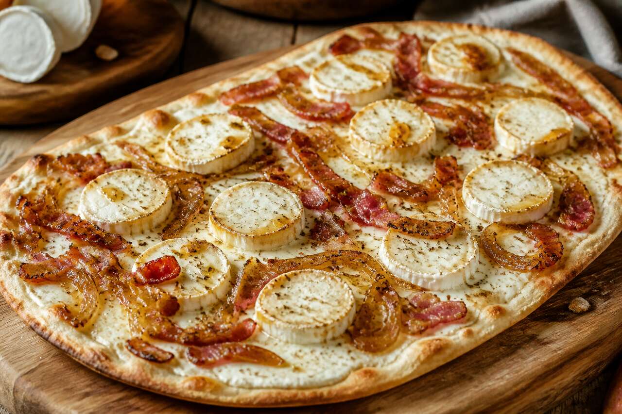 Tarte flambée au chèvre facile et savoureuse