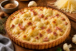 Tarte au chou-fleur et jambon : rapide et pas chère en 20 min
