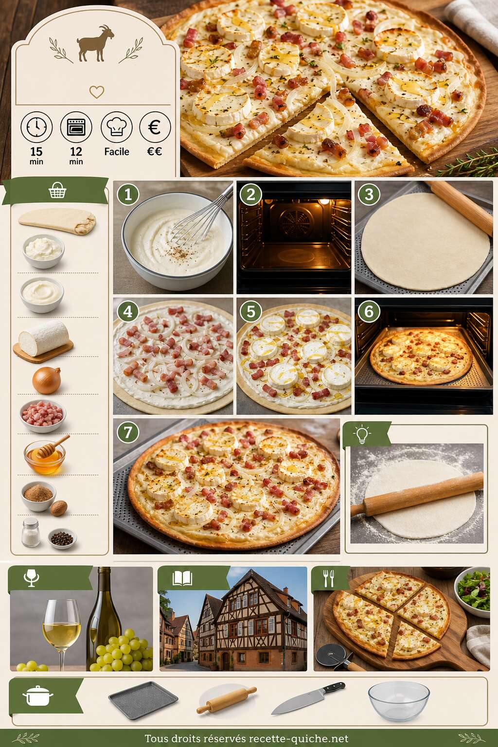 Fiche recette Tarte flambée au chèvre facile et savoureuse Fiche recette Tarte flambée au chèvre facile et savoureuse