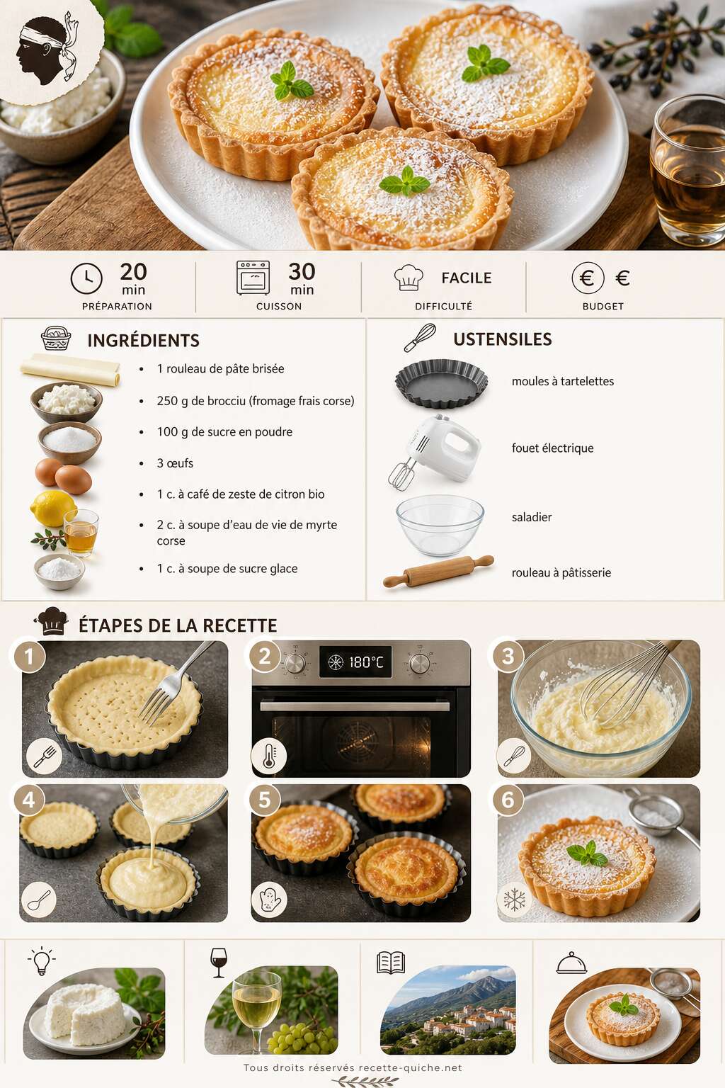 Fiche recette Tartelettes au fiadone : recette corse savoureuse