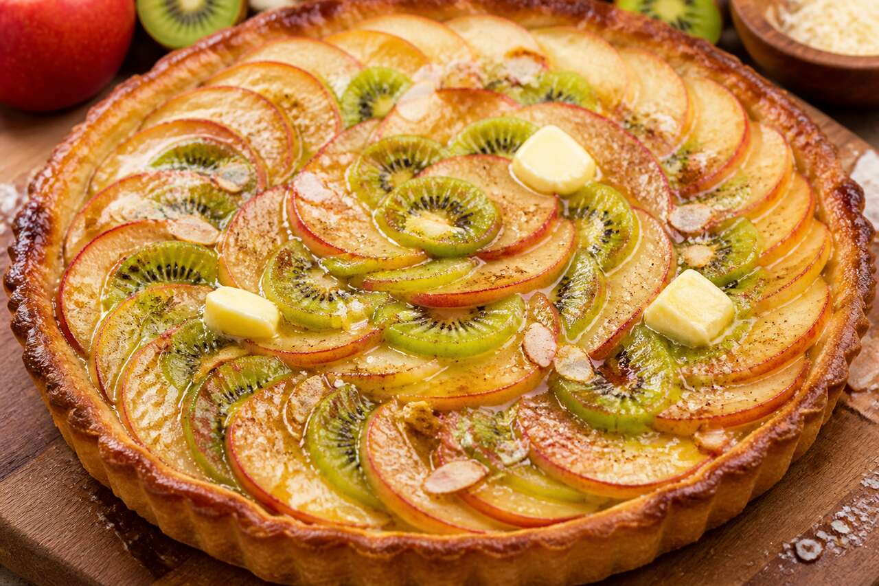 Tarte aux pommes et kiwis à ma façon : recette originale et gourmande