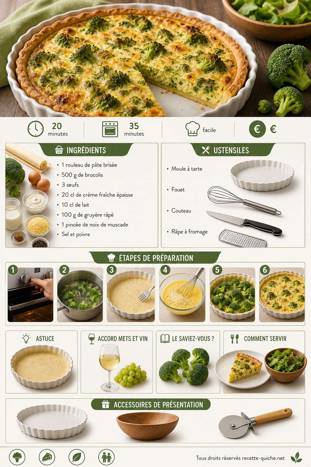 Fiche recette Tarte aux brocolis : la meilleure recette maison Fiche recette Tarte aux brocolis : la meilleure recette maison