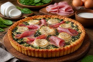 Tarte épinards, chèvre et jambon : recette savoureuse