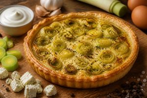 Tarte aux poireaux et Boursin : recette savoureuse