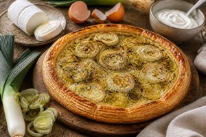 Tarte aux poireaux et chèvre facile : recette savoureuse