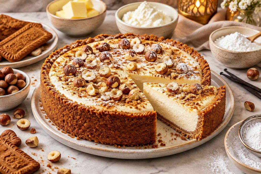 Tarte au fromage blanc, noisettes et spéculoos : recette gourmande