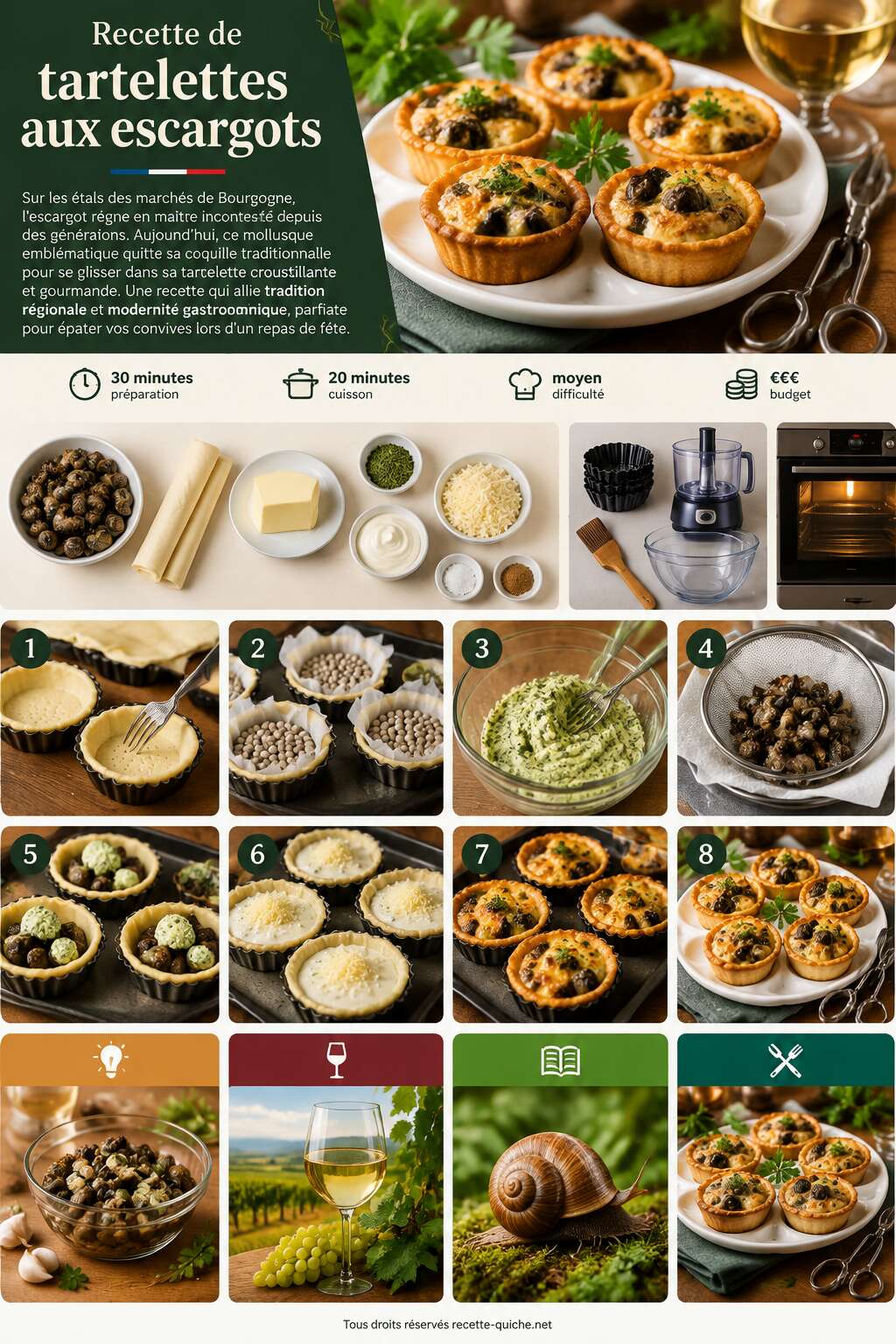 Fiche recette Recette de tartelettes aux escargots Fiche recette Recette de tartelettes aux escargots