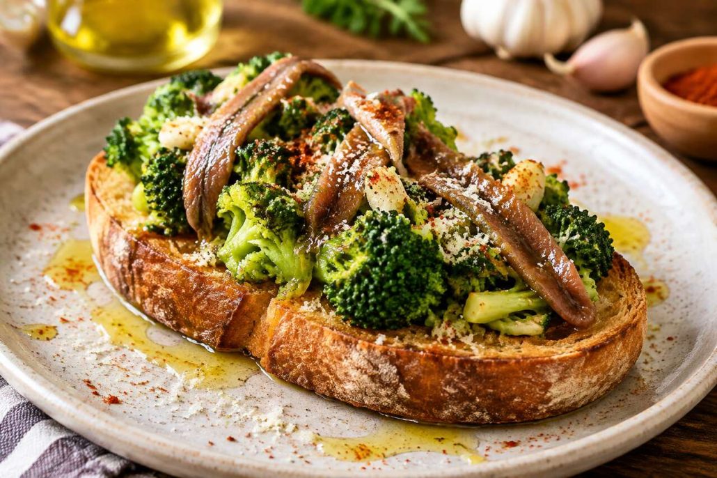 Bruschetta au brocoli et anchois : recette savoureuse de CuisineAZ