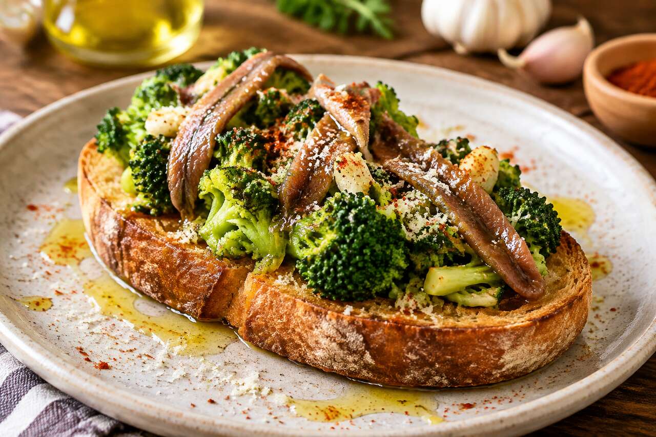 Bruschetta au brocoli et anchois : recette savoureuse de CuisineAZ