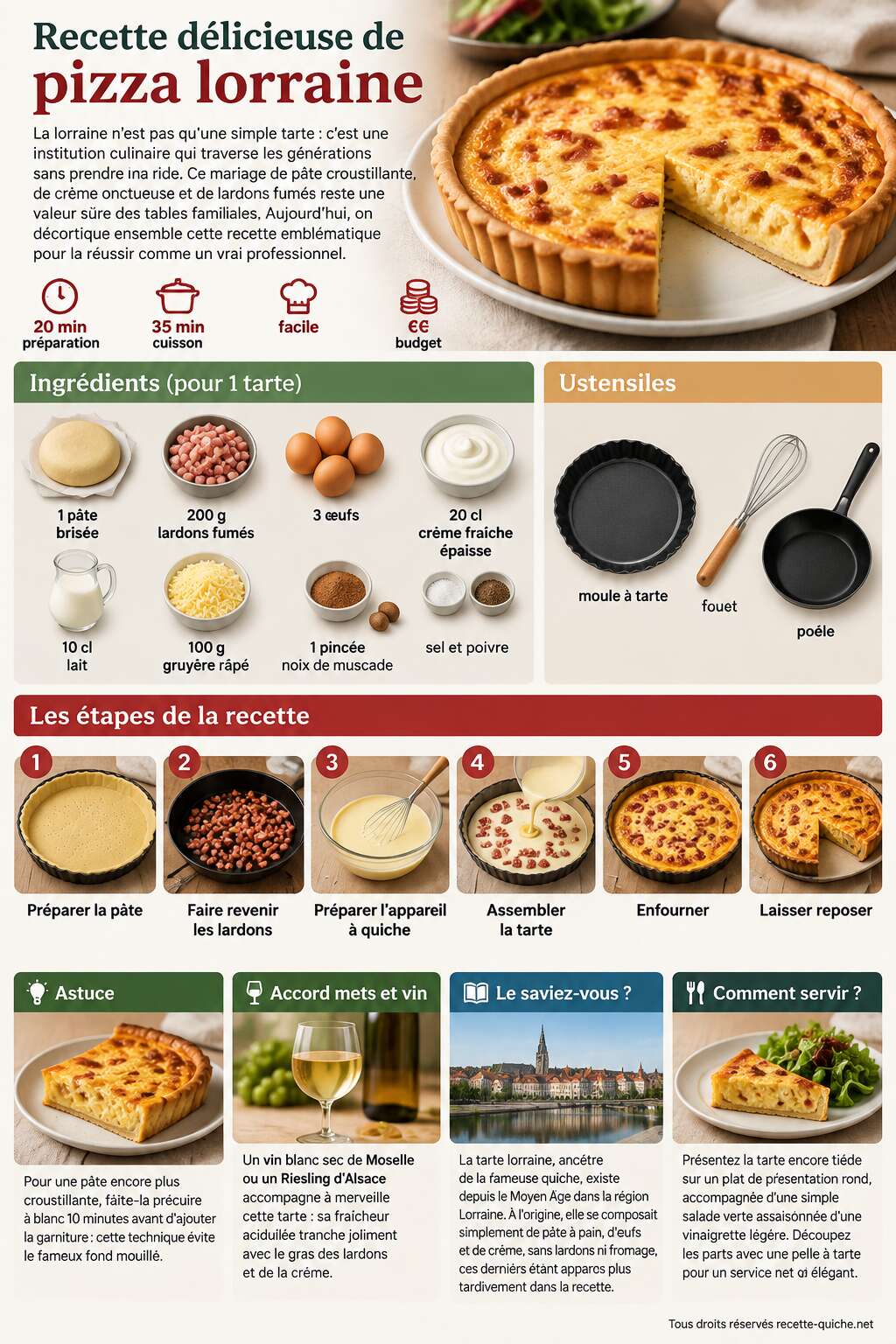 Fiche recette Recette délicieuse de pizza lorraine Fiche recette Recette délicieuse de pizza lorraine