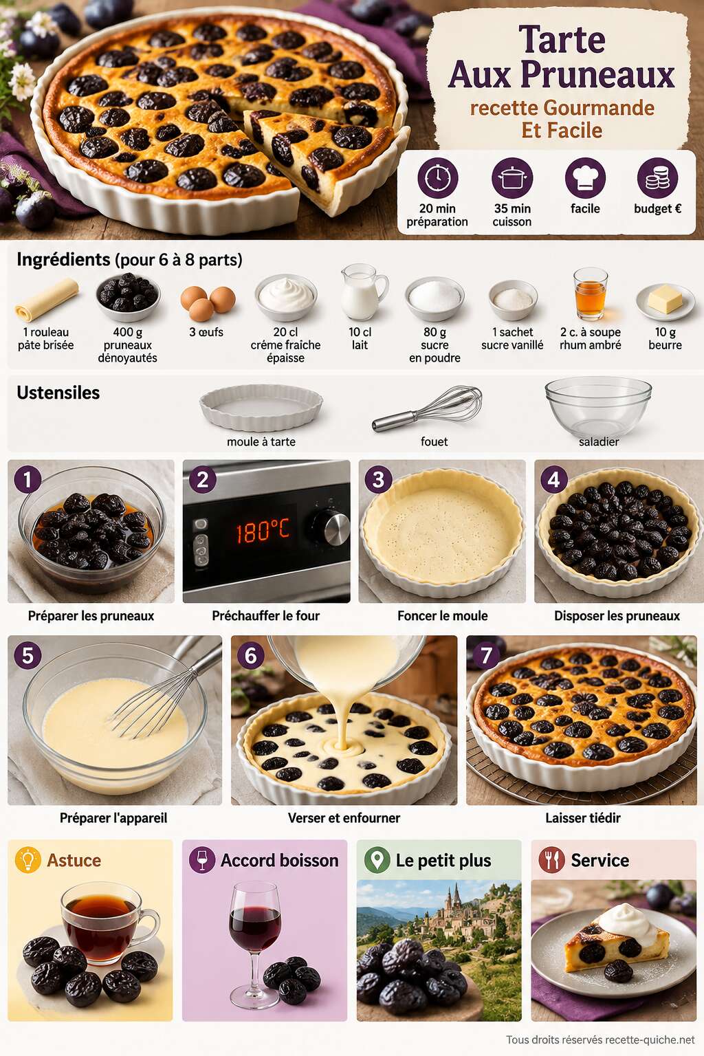 Fiche recette Tarte Aux Pruneaux : recette Gourmande Et Facile Fiche recette Tarte Aux Pruneaux : recette Gourmande Et Facile