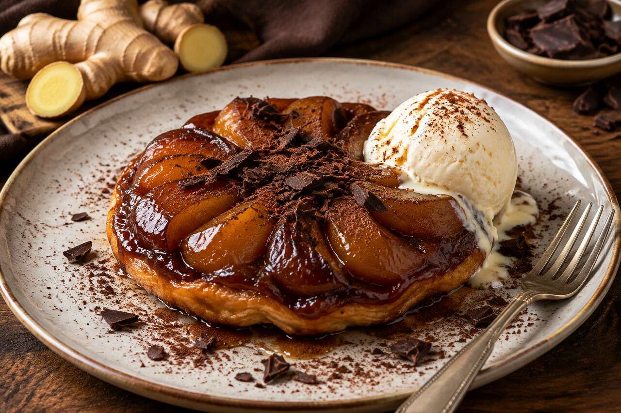 Tarte Tatin au chocolat et gingembre : recette gourmande