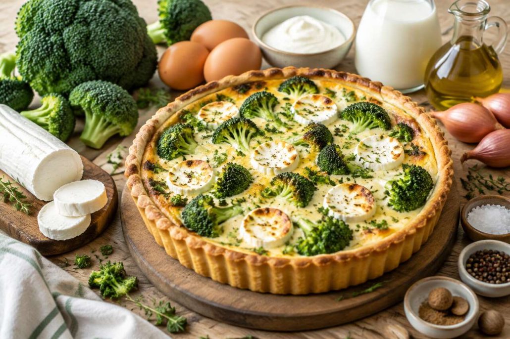 Tarte brocolis et fromage de chèvre : recette gourmande