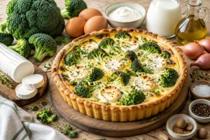 Tarte brocolis et fromage de chèvre : recette gourmande
