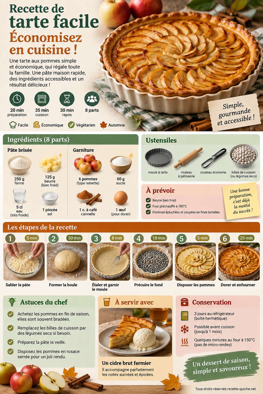 Fiche recette Recette de tarte facile : économisez en cuisine ! Fiche recette Recette de tarte facile : économisez en cuisine !